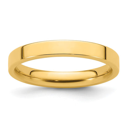 14k Yellow Gold 3mm Standard Weight Flat Comfort Fit Wedding Band Size 4