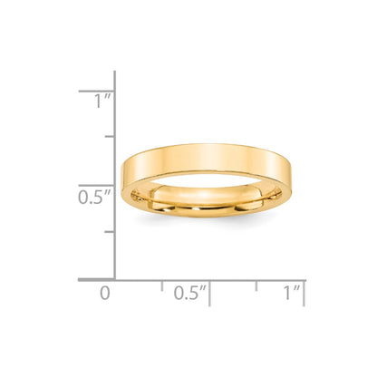 14k Yellow Gold 4mm Standard Weight Flat Comfort Fit Wedding Band Size 13