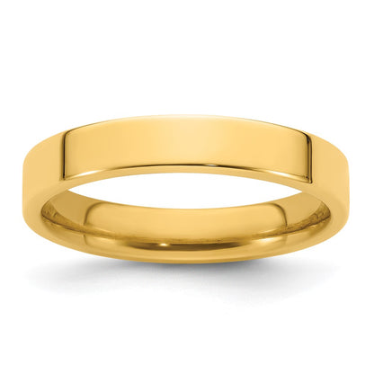 14k Yellow Gold 4mm Standard Weight Flat Comfort Fit Wedding Band Size 4.5