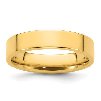 14k Yellow Gold 5mm Standard Weight Flat Comfort Fit Wedding Band Size 11.5