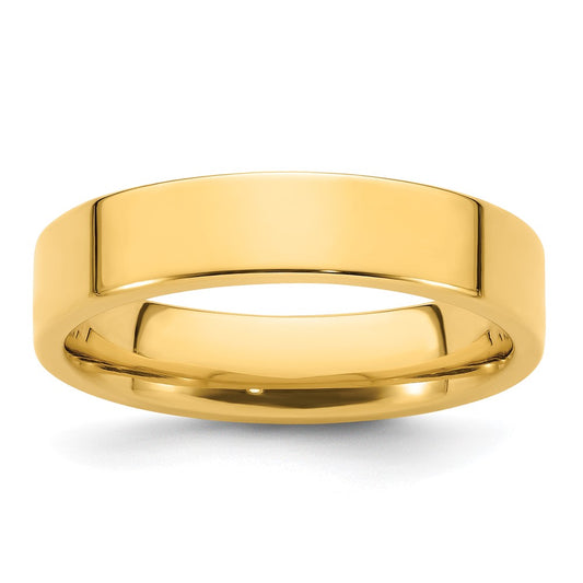 14k Yellow Gold 5mm Standard Weight Flat Comfort Fit Wedding Band Size 13.5