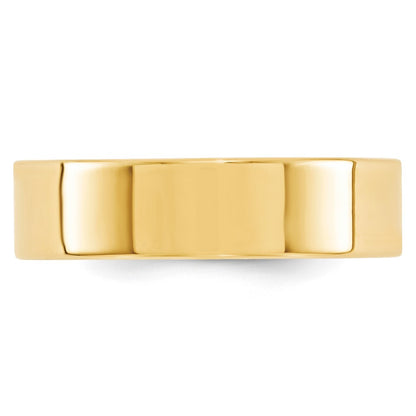 14k Yellow Gold 6mm Standard Weight Flat Comfort Fit Wedding Band Size 6.5