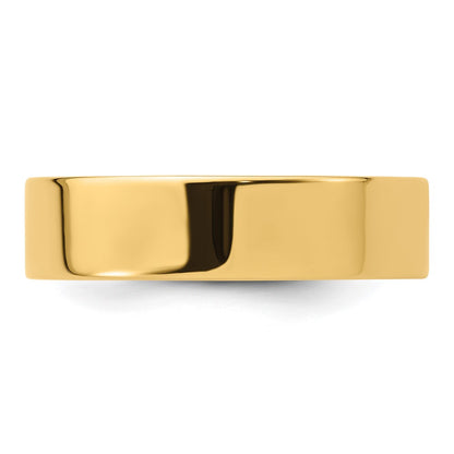 14k Yellow Gold 6mm Standard Weight Flat Comfort Fit Wedding Band Size 12