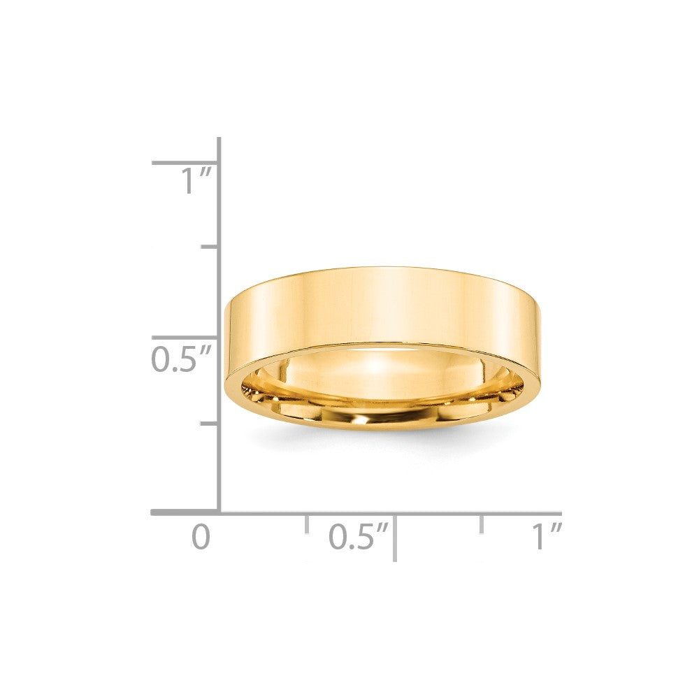 14k Yellow Gold 6mm Standard Weight Flat Comfort Fit Wedding Band Size 6