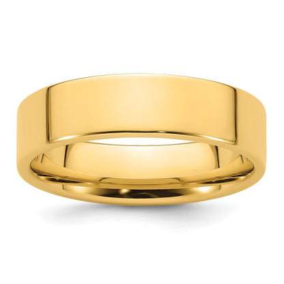 14k Yellow Gold 6mm Standard Weight Flat Comfort Fit Wedding Band Size 9.5