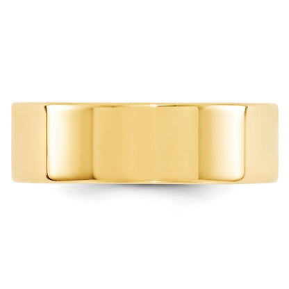 14k Yellow Gold 7mm Standard Weight Flat Comfort Fit Wedding Band Size 9.5
