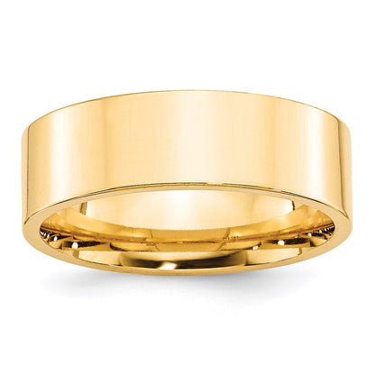 14k Yellow Gold 7mm Standard Weight Flat Comfort Fit Wedding Band Size 9.5
