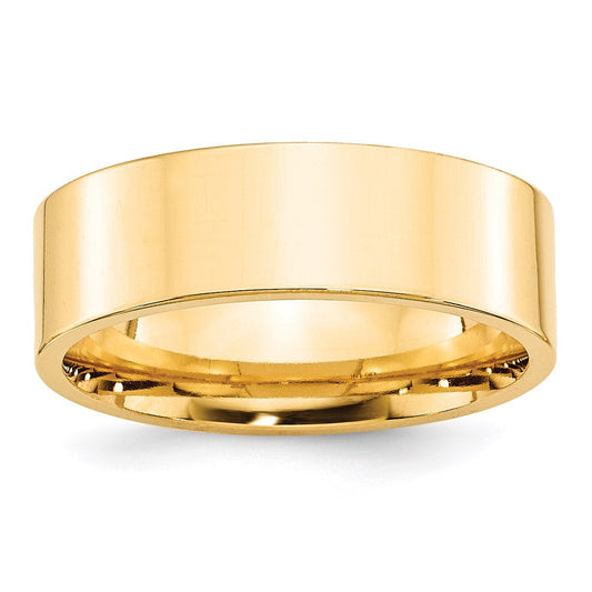 14k Yellow Gold 7mm Standard Weight Flat Comfort Fit Wedding Band Size 9.5
