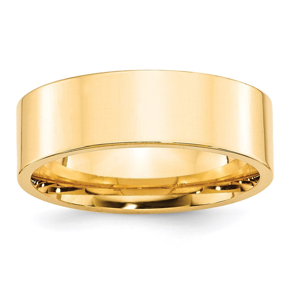 14k Yellow Gold 7mm Standard Weight Flat Comfort Fit Wedding Band Size 9