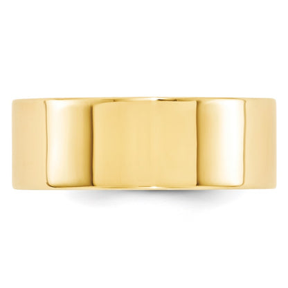 14k Yellow Gold 8mm Standard Weight Flat Comfort Fit Wedding Band Size 6.5