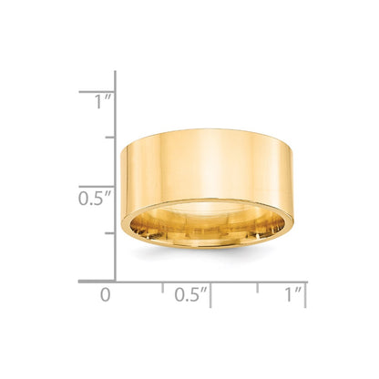 14k Yellow Gold 10mm Standard Weight Flat Comfort Fit Wedding Band Size 13