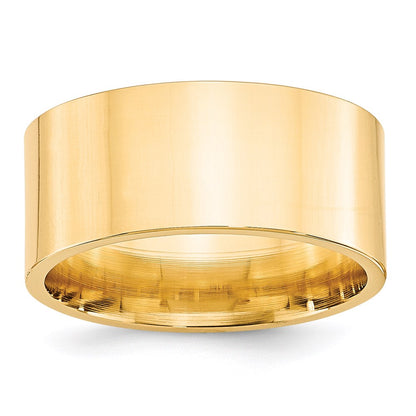 14k Yellow Gold 10mm Standard Weight Flat Comfort Fit Wedding Band Size 10.5