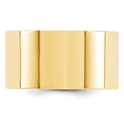 14k Yellow Gold 12mm Standard Weight Flat Comfort Fit Wedding Band Size 12