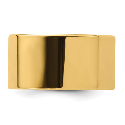 14k Yellow Gold 12mm Standard Weight Flat Comfort Fit Wedding Band Size 6