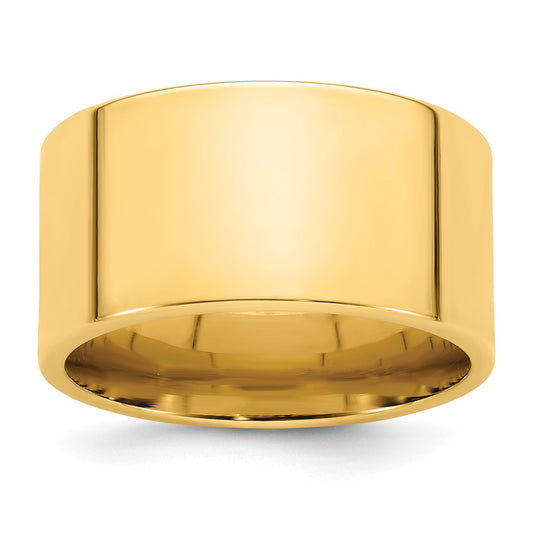 14k Yellow Gold 12mm Standard Weight Flat Comfort Fit Wedding Band Size 11.5