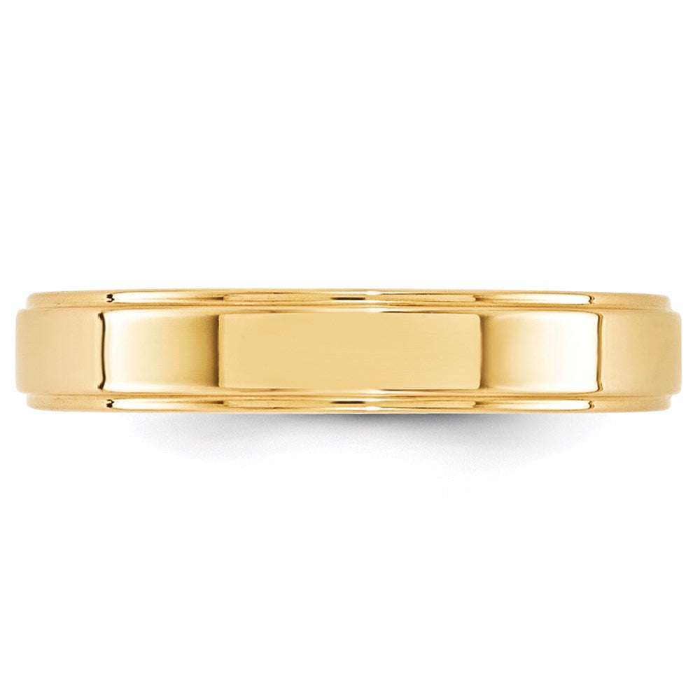 14k Yellow Gold 4mm Flat with Step Edge Wedding Band Size 7.5