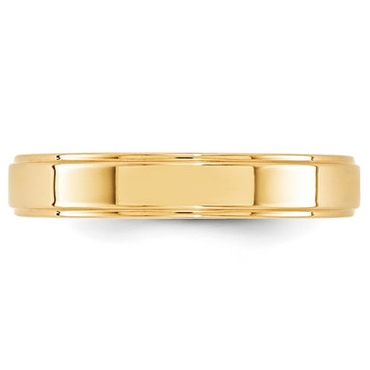 14k Yellow Gold 4mm Flat with Step Edge Wedding Band Size 9.5