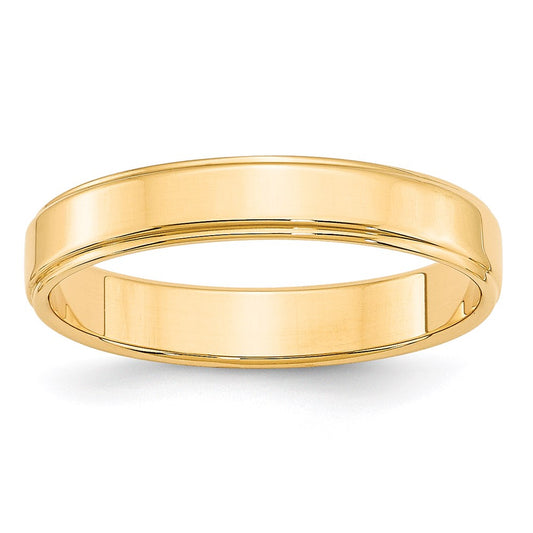 14k Yellow Gold 4mm Flat with Step Edge Wedding Band Size 7.5