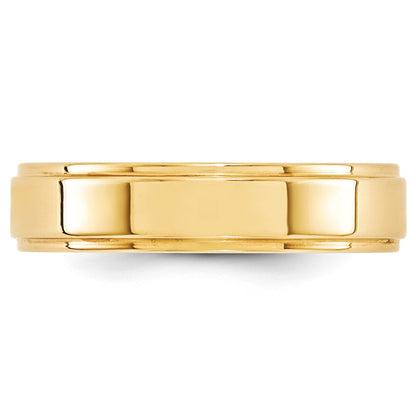 14k Yellow Gold 5mm Flat with Step Edge Wedding Band Size 8.5