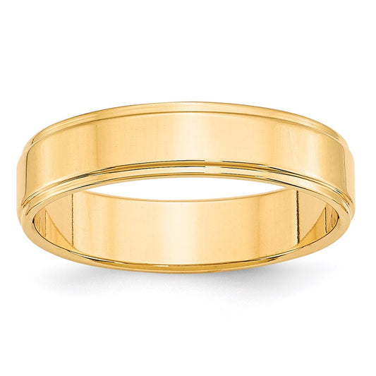 14k Yellow Gold 5mm Flat with Step Edge Wedding Band Size 9.5