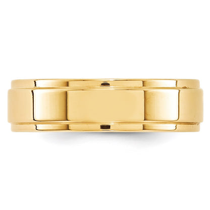 14k Yellow Gold 6mm Flat with Step Edge Wedding Band Size 7.5