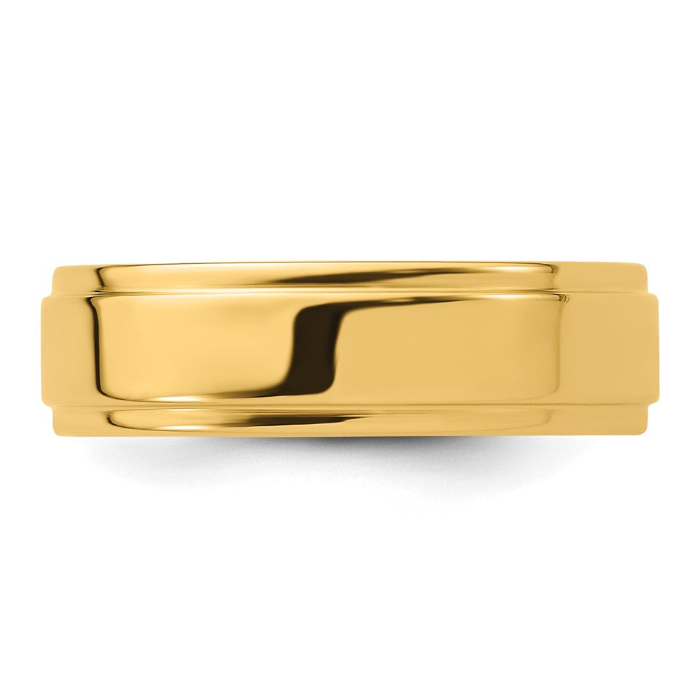 14k Yellow Gold 6mm Flat with Step Edge Wedding Band Size 12
