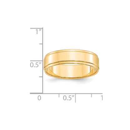 14k Yellow Gold 6mm Flat with Step Edge Wedding Band Size 9.5