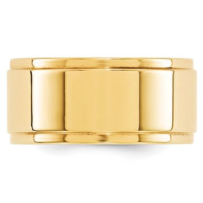 14k Yellow Gold 10mm Flat with Step Edge Wedding Band Size 10