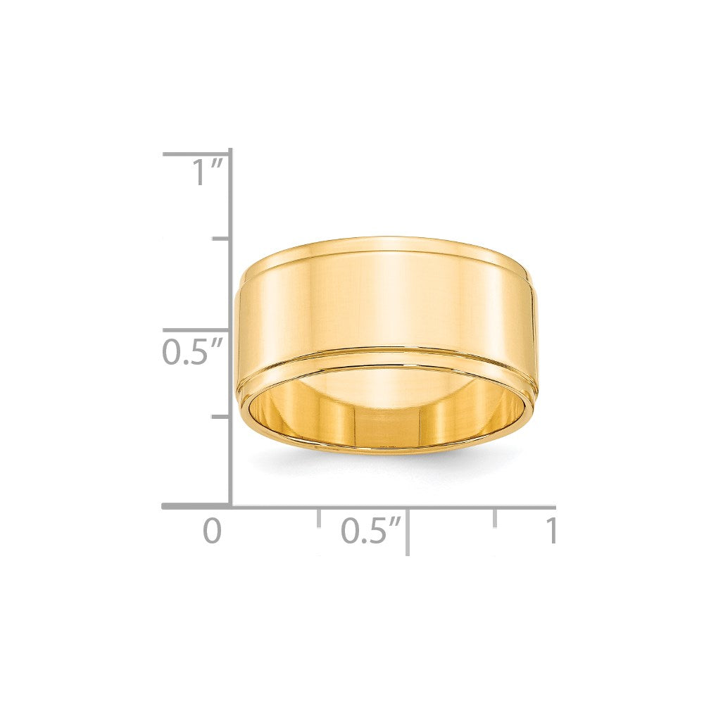 14k Yellow Gold 10mm Flat with Step Edge Wedding Band Size 10