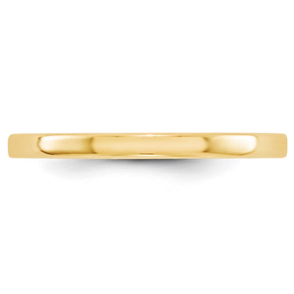14k Yellow Gold 2mm Lightweight Flat Wedding Band Size 13
