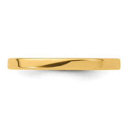 14k Yellow Gold 2mm Lightweight Flat Wedding Band Size 10