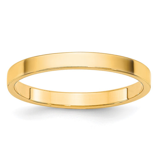 14k Yellow Gold 2mm Lightweight Flat Wedding Band Size 6