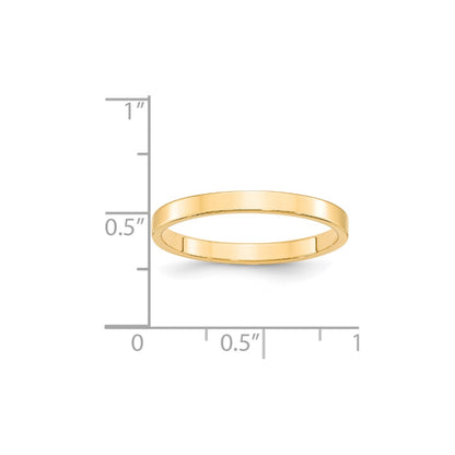14k Yellow Gold 2.5mm Lightweight Flat Wedding Band Size 6