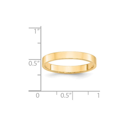 14k Yellow Gold 3mm Lightweight Flat Wedding Band Size 4