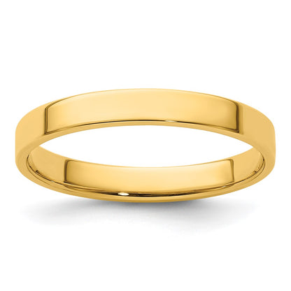 14k Yellow Gold 3mm Lightweight Flat Wedding Band Size 4