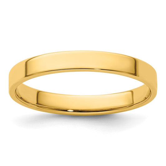14k Yellow Gold 3mm Lightweight Flat Wedding Band Size 4