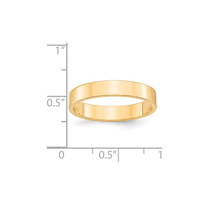 14k Yellow Gold 4mm Lightweight Flat Wedding Band Size 11