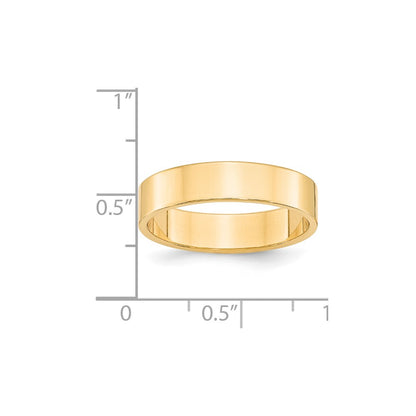 14k Yellow Gold 5mm Lightweight Flat Wedding Band Size 12.5
