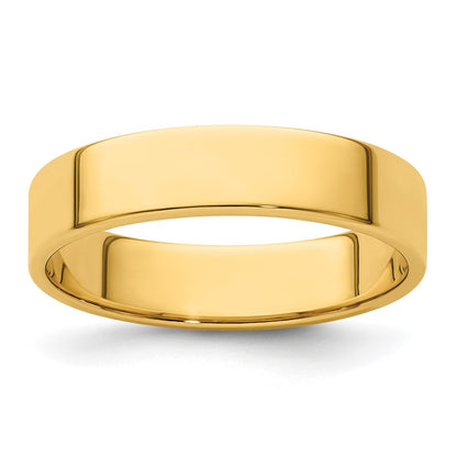 14k Yellow Gold 5mm Lightweight Flat Wedding Band Size 11