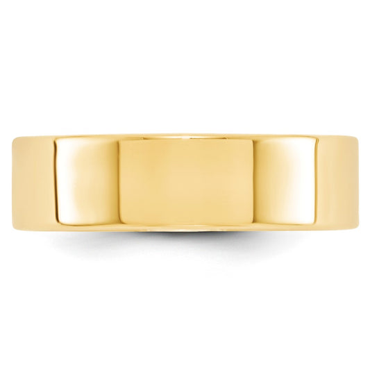 14k Yellow Gold 6mm Lightweight Flat Wedding Band Size 4.5