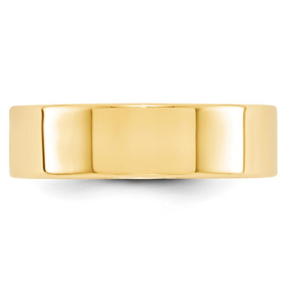 14k Yellow Gold 6mm Lightweight Flat Wedding Band Size 11