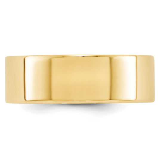 14k Yellow Gold 7mm Lightweight Flat Wedding Band Size 10