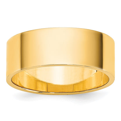 14k Yellow Gold 7mm Lightweight Flat Wedding Band Size 11.5