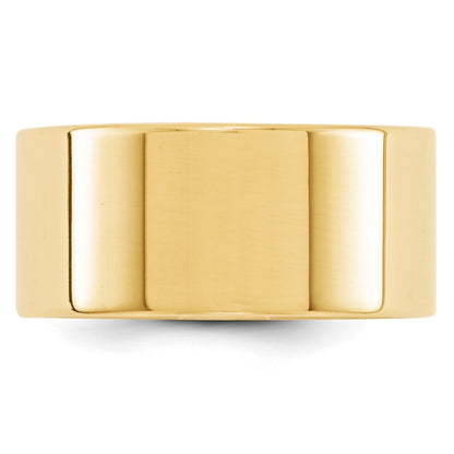 14k Yellow Gold 10mm Lightweight Flat Wedding Band Size 7.5