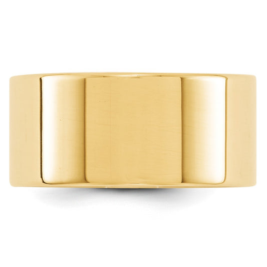 14k Yellow Gold 10mm Lightweight Flat Wedding Band Size 9