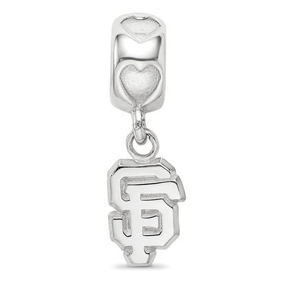 Sterling Silver RH-plate LogoArt San Francisco Giants SF on Heart Bead