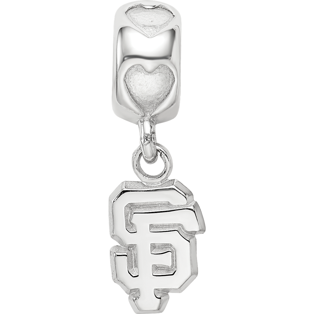 Sterling Silver RH-plate LogoArt San Francisco Giants SF on Heart Bead