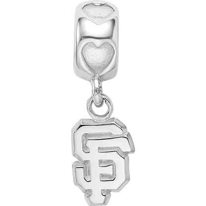 Sterling Silver RH-plate LogoArt San Francisco Giants SF on Heart Bead