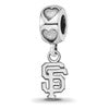 Sterling Silver RH-plate LogoArt San Francisco Giants SF on Heart Bead