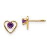 14k Madi K 3mm Round Genuine Amethyst Birthstone Heart Screwback Post Earrings